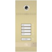 BI-04FB gold, многокнопочная IP вызывная панель на 4 абонента с распознаванием лиц, BAS-IP
