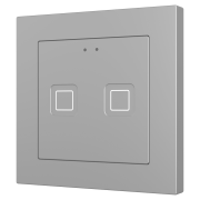 Tecla 55, Емкостный сенсорный выключатель с подсветкой (55 x 55 мм), 2 кнопки, серебристый
