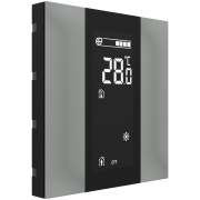 Выключатель / комнатный контроллер с ЖК-дисплеем iSwitch+ 2-кнопочный, встроенные датчики температуры, влажности, освещенности, качества воздуха, LED индикация, 2 унив. входа, с BCU