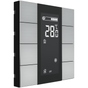 Выключатель / комнатный контроллер с ЖК-дисплеем iSwitch+ 8-кнопочный, встроенные датчики температуры, влажности, освещенности, LED индикация, 2 унив. входа, с BCU
