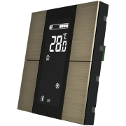 Выключатель / комнатный контроллер с ЖК-дисплеем iSwitch+ 4-кнопочный, встроенные датчики температуры, влажности, освещенности, LED индикация, 2 унив. входа, с BCU
