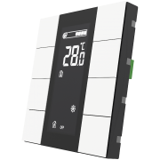 КОПИЯ Выключатель / комнатный контроллер с ЖК-дисплеем iSwitch+ 8-кнопочный, встроенные датчики температуры, влажности, освещенности, LED индикация, 2 унив. входа, с BCU